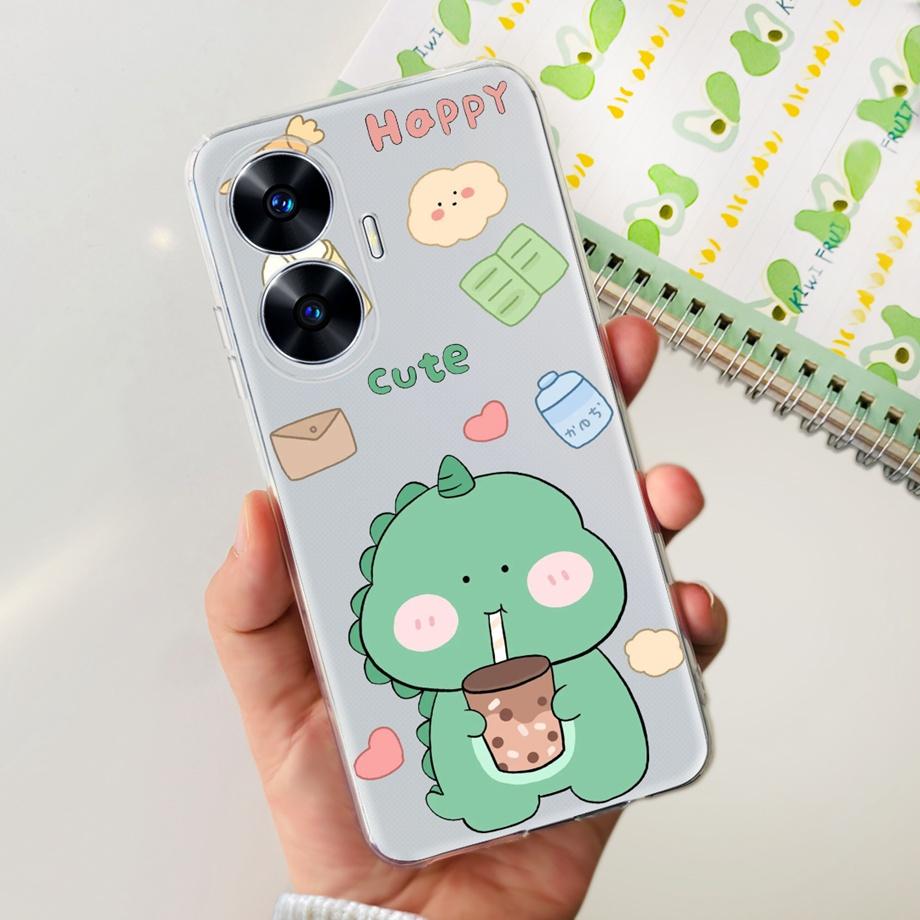 Чехол для Realme C55 6.72 дюйма Задняя крышка Гладкий Прозрачный Тонкий Чехол Для ON Oppo Realme C55 C 55 RMX3710 Мультяшный Детский Чехол
