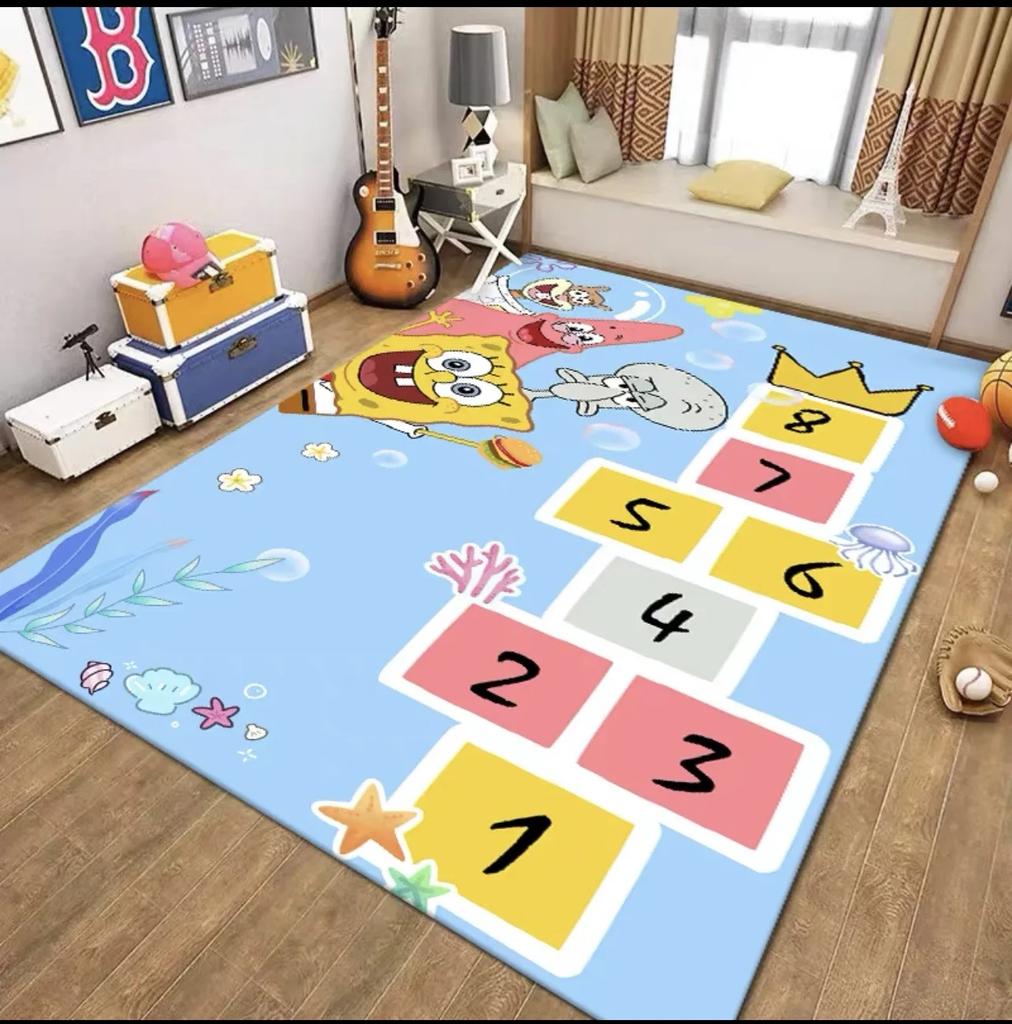 Cartoon Hopscotch Carpet Non-Slip Children's Room Study Table and Chair Mat Kindergarten Play Floor Mat Home Decoration