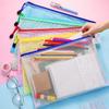 A3 A4 A5 A6 Portable Zipper File Bag Transparent Single-layer Mesh Student Test Paper Data Storage Bag Office Files Stationery