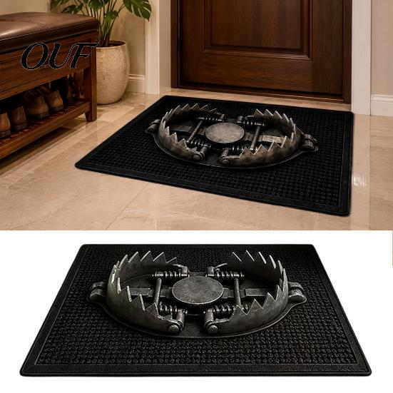 Modern Home Decor Rug 3D Trap Prank Rug, Bear Illusion Door Mat, Funny Dirt Resistant Floor Cover Welcome Non-slip for Entrance Bathroom Bedroom Porch