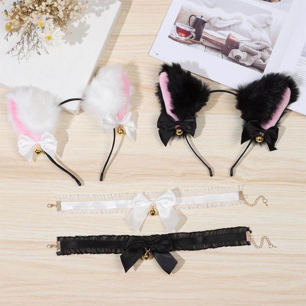 Шт. Женское плюшевое пушистое ожерелье для макияжа с кошачьими ушками, повязка на голову, карнавальный наряд, ободок для волос, головной убор для косплея