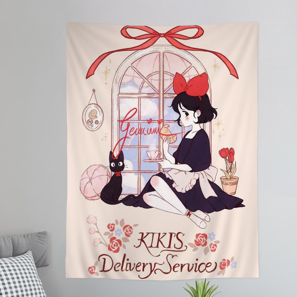KKikis DDelivery SService Anime Tapestry Hippie Flower Wall Carpets Dorm Decor Cheap Hippie Wall Hanging