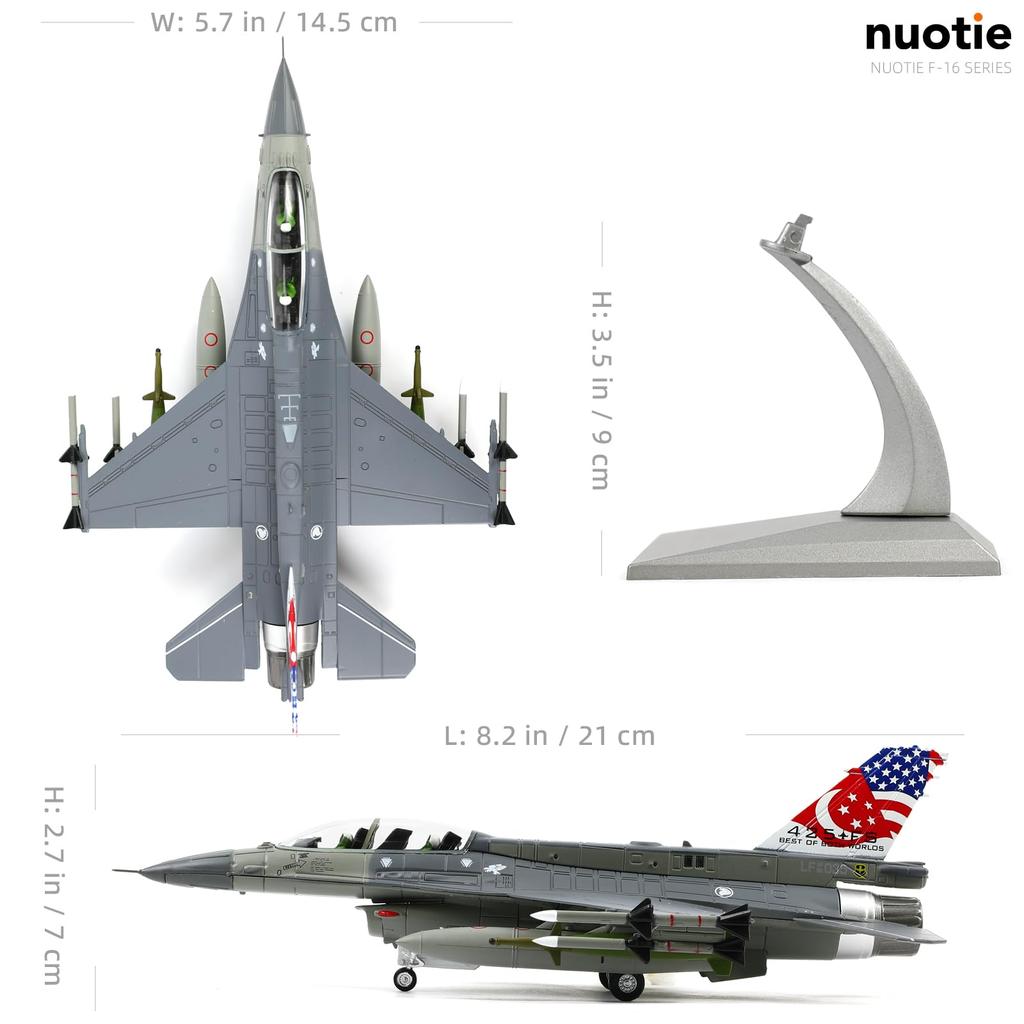 NUOTIE Scale Fighting Falcon Airplane Prebuild Model Kit Готовый продукт Литой самолет Металлическая модель истребителя Дисплей 1/72 F-16D (F-16D Сингапур)