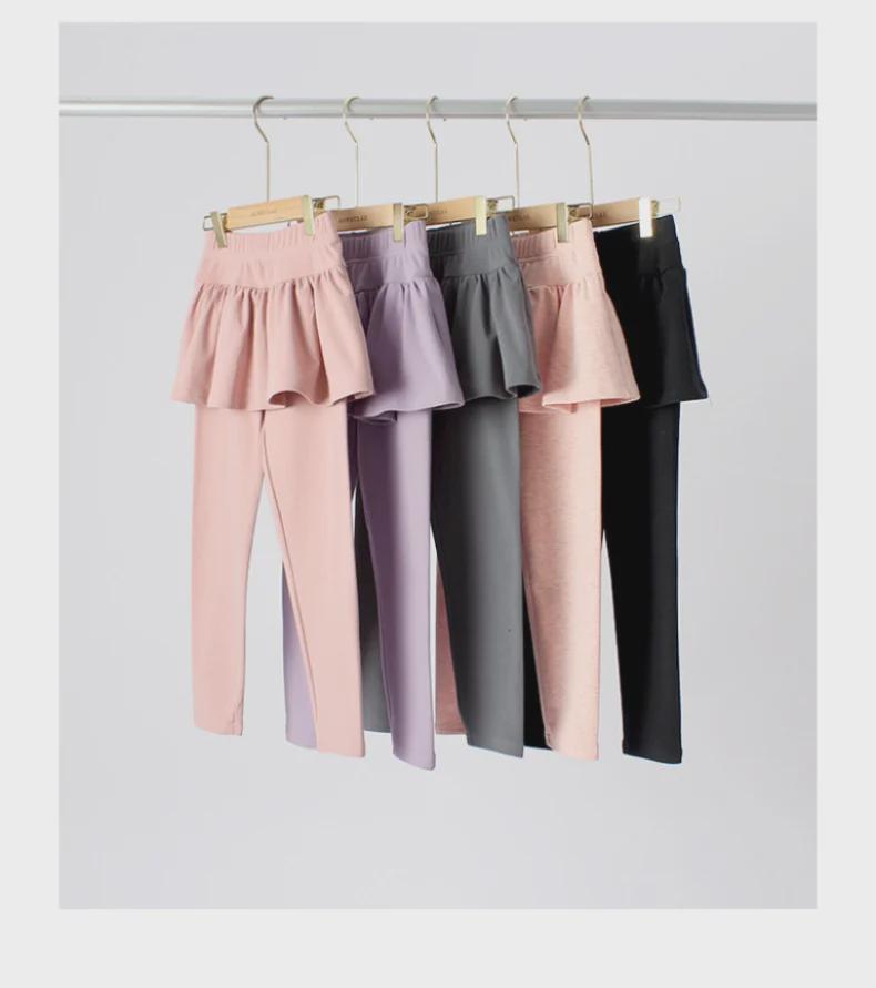 Весенние леггинсы в корейском стиле, однотонные юбки и брюки для девочек