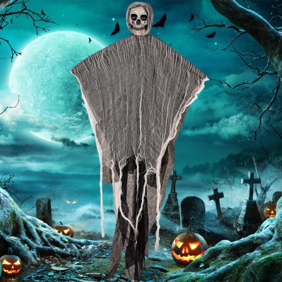 Halloween Hanging Ghost Realistic Easy Installation Scary Hanging Skeleton Grim Reaper Haunted House Decoration