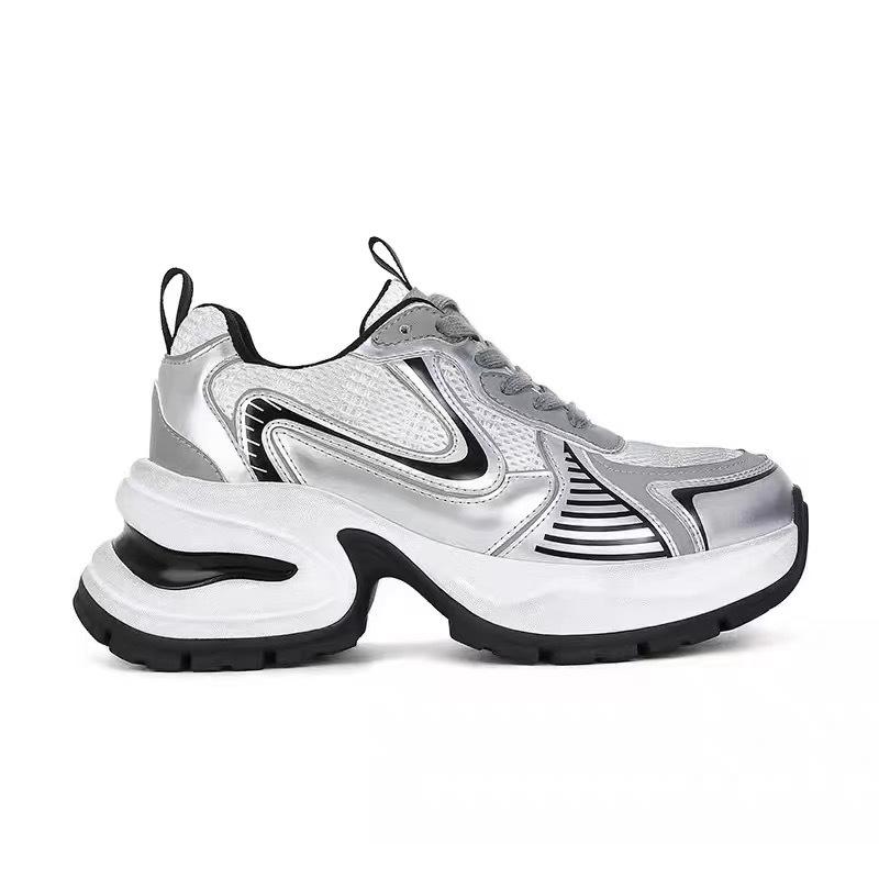 Чжао Рут, та же луна, заходящая галактика, платформа, серебристые папины туфли 2024 года, осень, новые сверхлегкие повседневные спортивные туфли для женщин