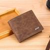 Ретро мужской кошелек с зажимом для денег, многофункциональный тройной держатель для карт, однотонный мягкий модный короткий кошелек, мужской кожаный кошелек