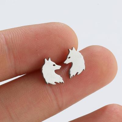Серьги-волки из нержавеющей стали унисекс - корейский модный дизайн с животными