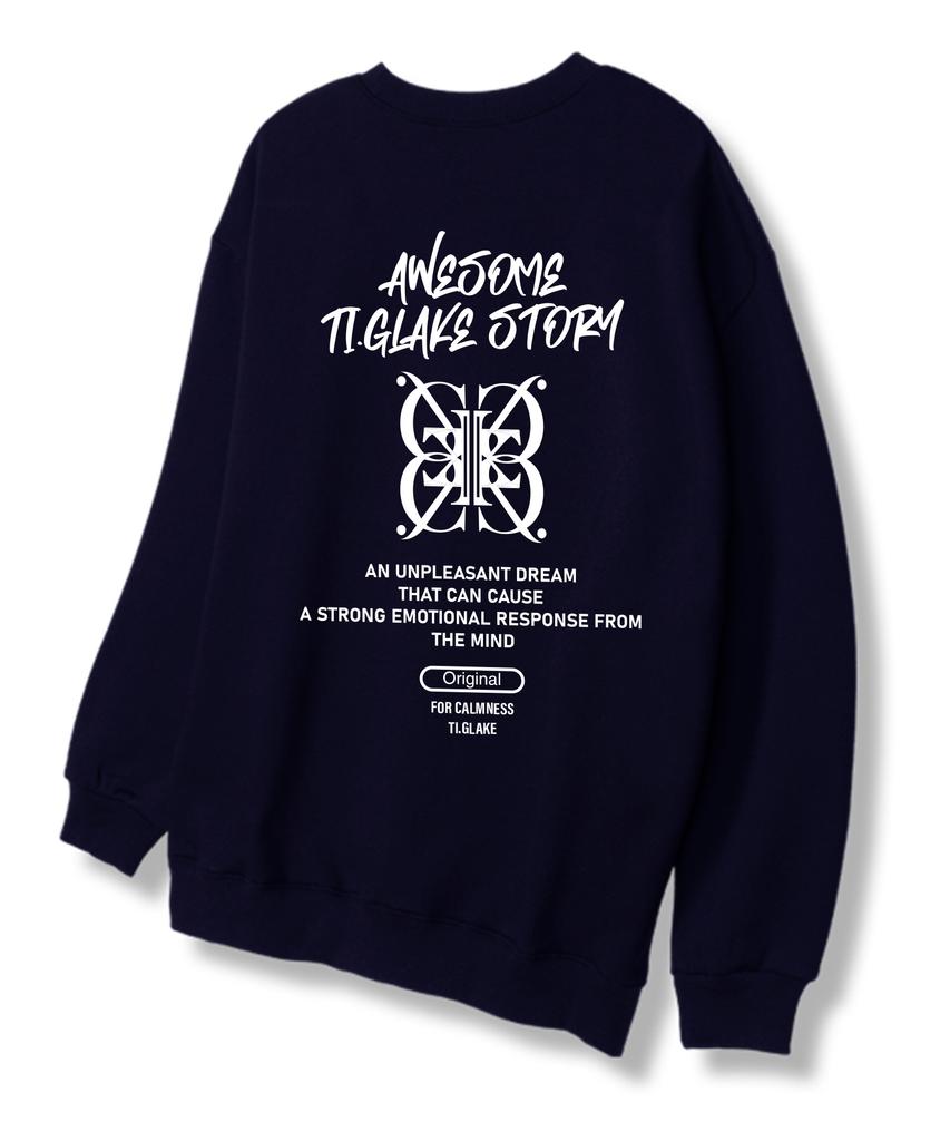 TI.GLAKE Big Logo Story Sweatshirt Navy [Fleece Lining]