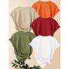 Five-piece set of dandelion flower and moon print fashion retro style women's casual sports tops with round neck and short sleeves T Shirt