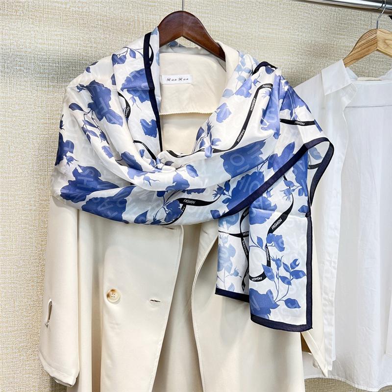 180*65 см 100% шелковица шелкопряда шарф с принтом летний солнцезащитный тонкий платок пляжный шарф шейный платок