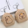 Cute Capybara Pu Schoolbag Shape Coin Purse Girly Portable Lipstick Earphone Large Capacity Storage Bags Keychain Pendants Gifts