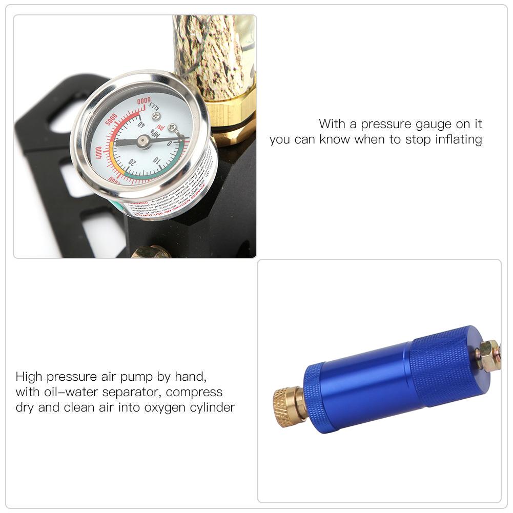 30MPa Stainless Steel Hand Operated Inflator Pump High Pressure Compressor for Diving Oxygen Cylindercamo