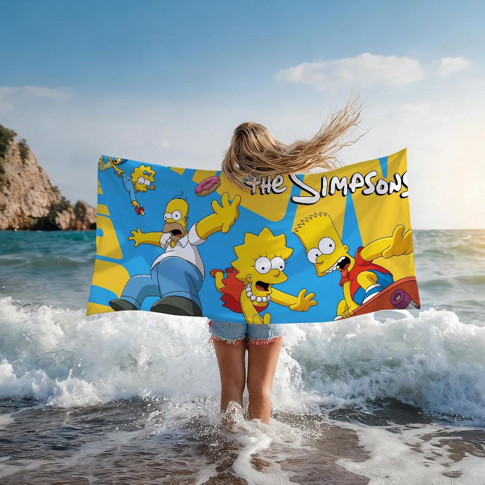 Мультяшное полотенце The S-Simpsons Быстросохнущие пляжные полотенца подходят для бассейнов, кемпинга, йоги и спортзала