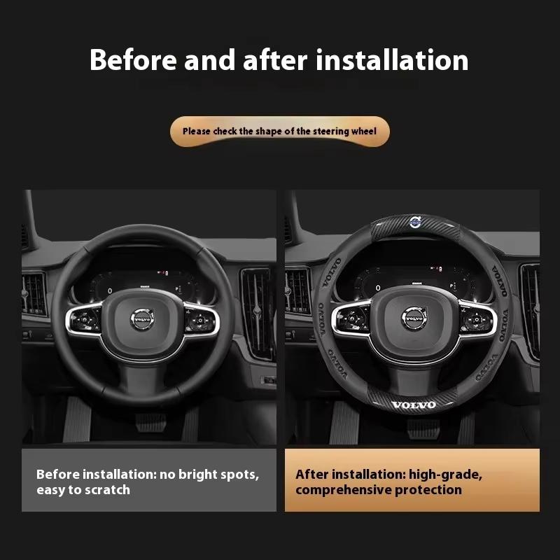 For Volvo XC60 XC90 S60 V50 V90 S80 C40 XC40 V70 C30 Car Steering Wheel Cover 37-38cm Anti-slip Carbon Fiber Leather Accessories