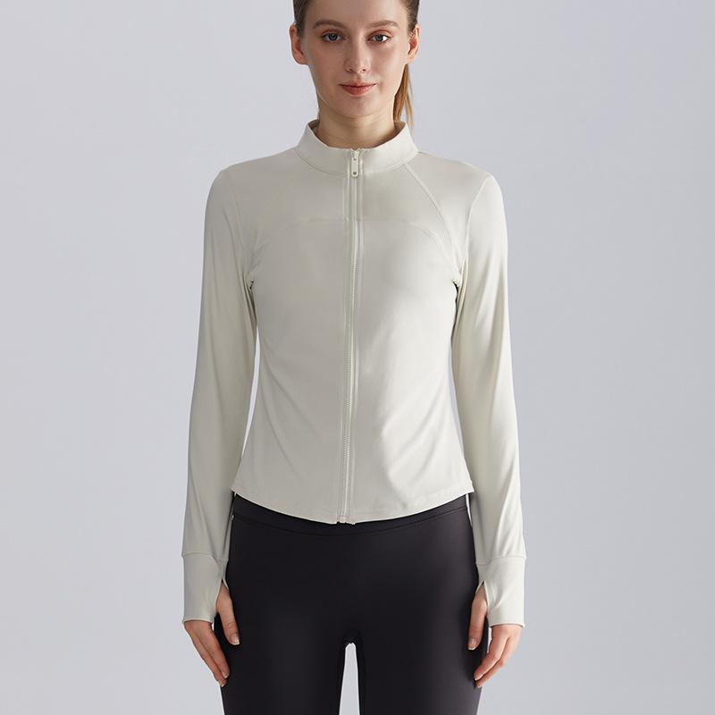 Yoga Wear Zipper Jacket Women's Slim Stand Collar Waist Fitness Running Sports Jacket