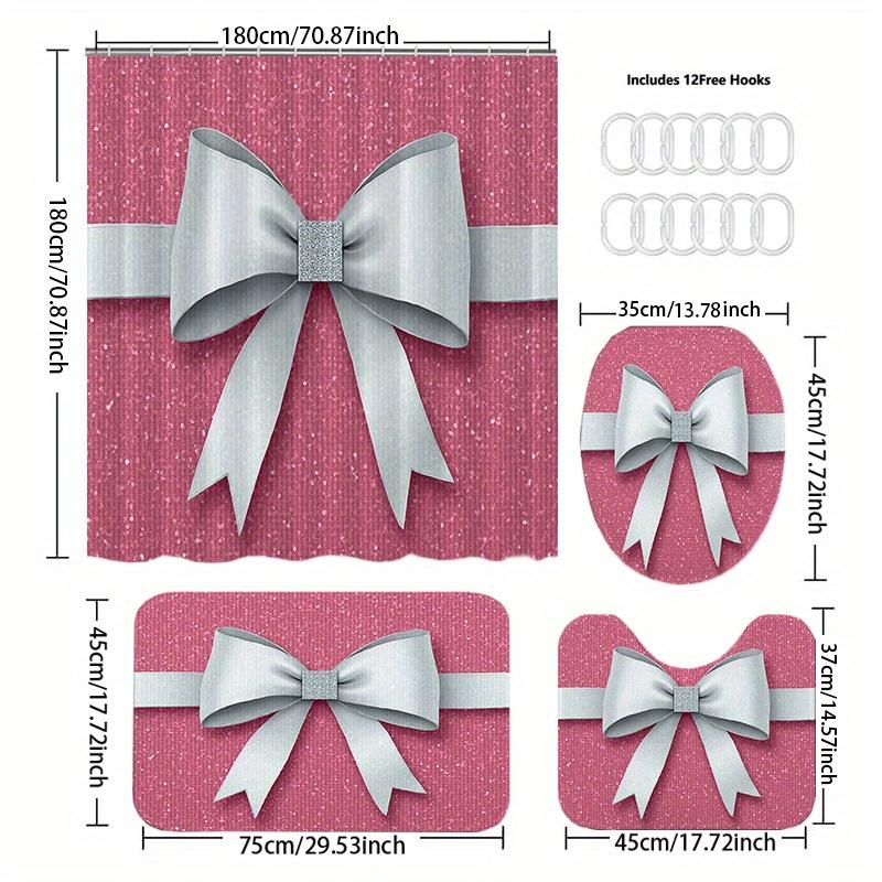 4pcs Bathroom Set Shower Curtain with 12 Hooks Floor Mat Toilet Contour Mat And Toilet Lid Mat Bathroom Decor Bathroom Accessori