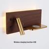 Minimalist LED Bedside Wall Light with Wireless Charger & USB Reading Light