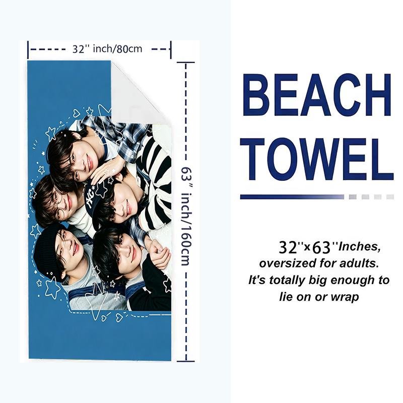 Txt Print Beach Towel, Large Soft Quick Dry Towel for Beach Camping Swimming