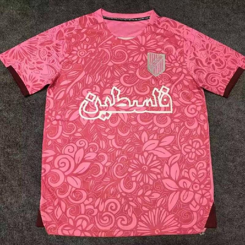 Arabic Retro Palestine Fan Soccer Jersey, Pakistan Edition Pink Black Football Jersey