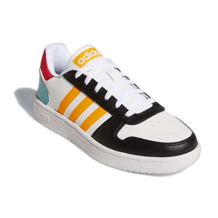 Adidas Neo Hoops 2.0 Round Toe Lace-Up Low Top Basketball Shoes Men Sneakers White Black Yellow GY5899