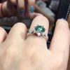 Eight Hearts Eight Arrows PT950 Plated Blue-Green Moissanite Open Ring for Women - Hot-Selling Jewelry