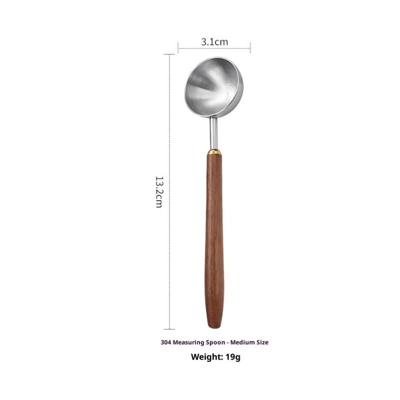 Wood Handle Stainless Steel Coffee Scoop Tablespoon Accurate Measuring Spoon for Coffee Beans Powder Home Cafe Use