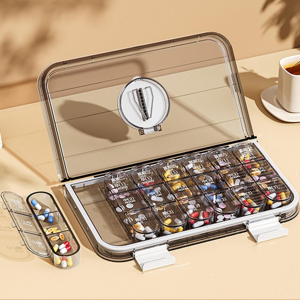 Three Times Day Pill Cutter Box Large Capacity Drug Dispensing Case Vitamin Storage