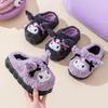 Женские плюшевые зимние тапочки Sanrio Kuromi - Домашние, для общежития, с толстой подошвой, теплые, хлопковые