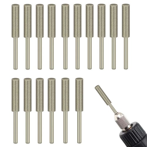 Diamond Grinding Stones, Diamond Burs (Set of 16) - Cylindrical 3mm Shank, 4.0mm Shank Compatible with Grinders and Sharpeners, Abrasive File Tools, T