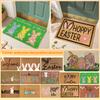 Happy Easter Welcome Doormat, Non- Fiber Carpet, Fun Easter Bunny Doormat