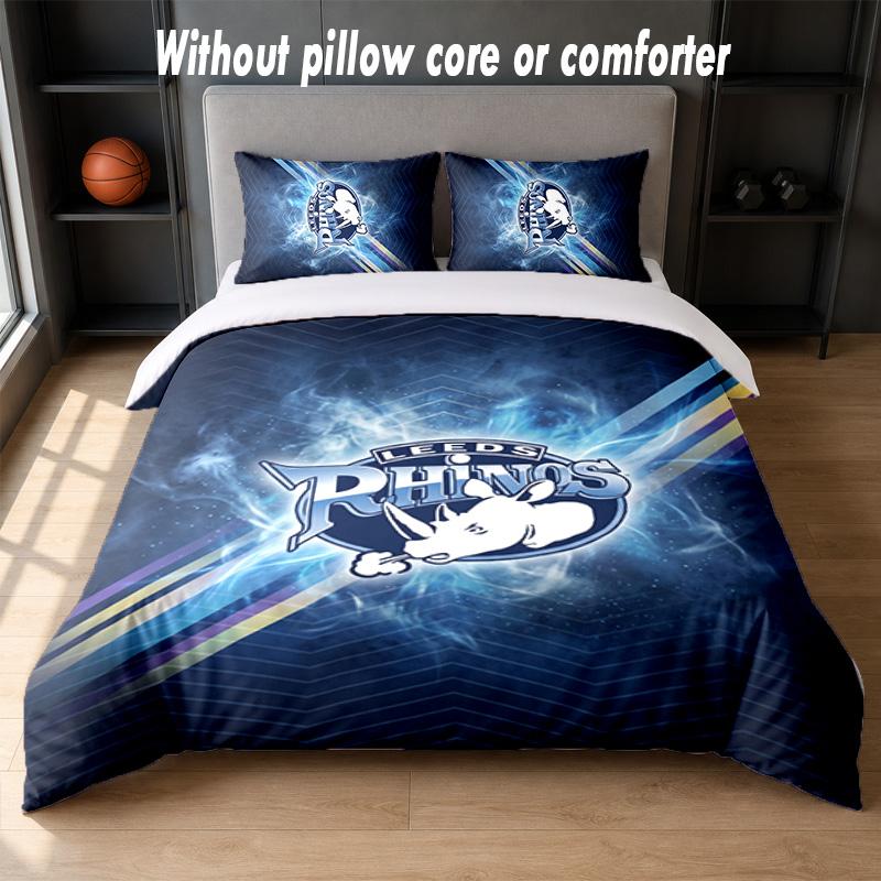 Leeds Rhinos Design Bed Bedding Set 1 Duvet Cover + 2 Pillowcases Soft Breathable Household Bed Linens