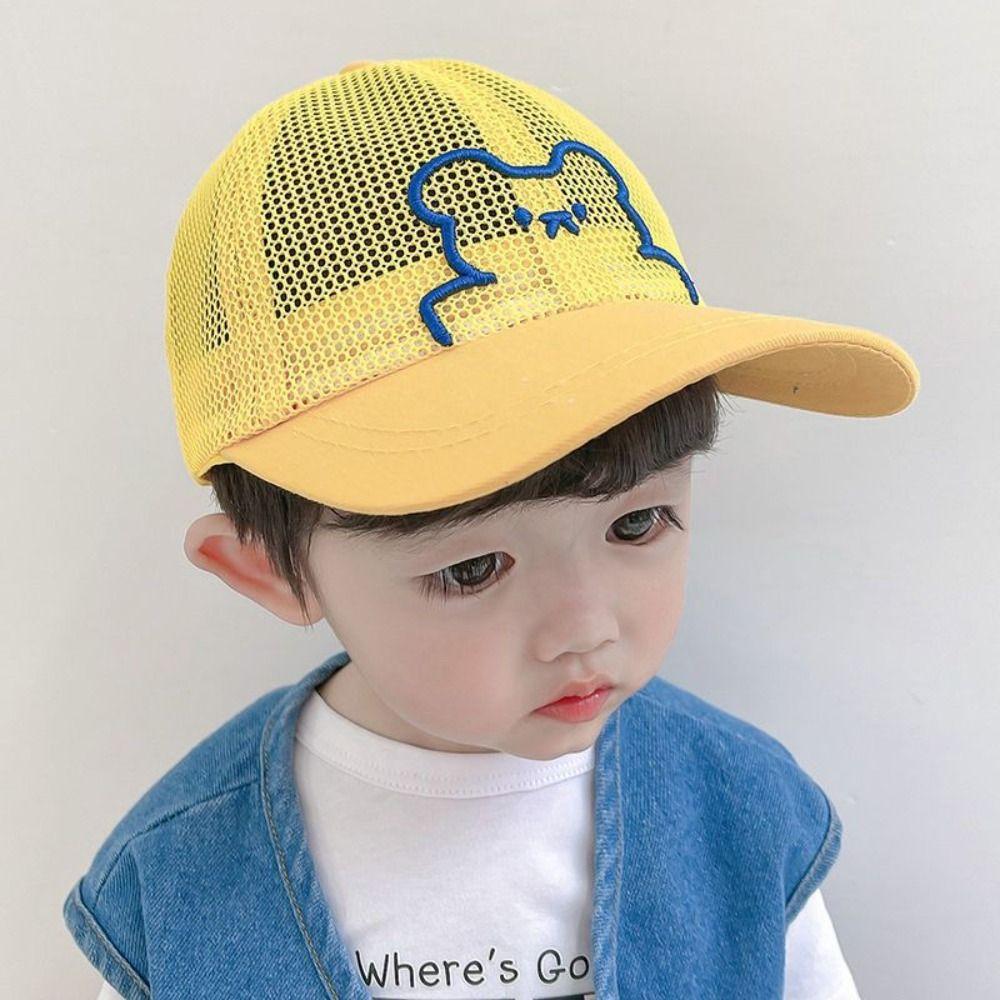 Cartoon Bear Children Baseball Cap Breathable Mesh Baby Beach Hat Panama Cap For 2-5 Years Old