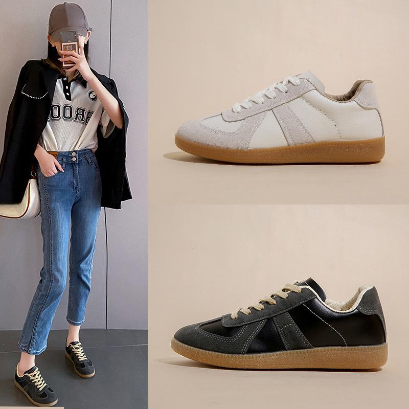 Couple's German Training White Shoes New Niche Ins Trendy Flat Casual Shoes Retro Easy Matching Board Shoes Women's Shoes