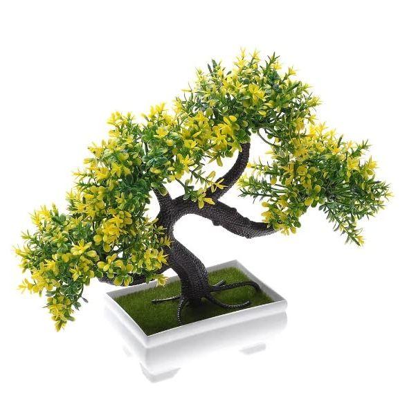 Новый 1 шт. искусственный цветок бонсай с дизайнерским горшком | Реалистичный вид - не требует ухода | Небольшие растения для домашнего декора