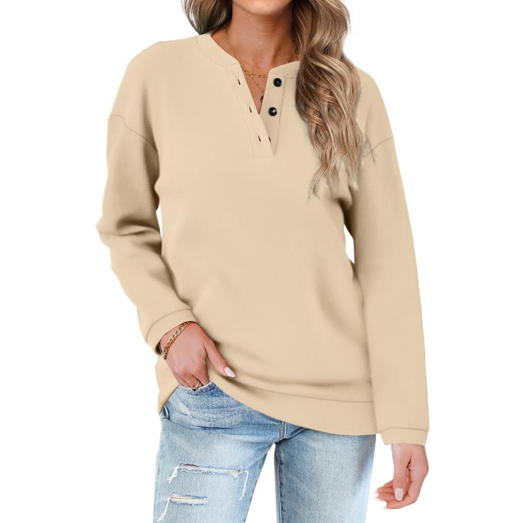 Женские повседневные толстовки, туники на пуговицах с длинными рукавами, топы