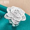 Sterling 925 Silver Rose Flower Open Ring Fashion Jewelry