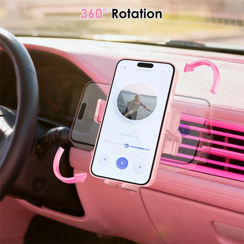 Розовый универсальный автомобильный держатель для телефона с металлической клипсой-крючком для крепления в вентиляционное отверстие: Надежная и регулируемая подставка для мобильного телефона для iPhone