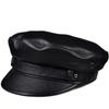 2021 Winter Men/Women Genuine Leather Navy Hats Unisex European/American Streetwear Fitted Black Caps With Belt Outdoor Gorro