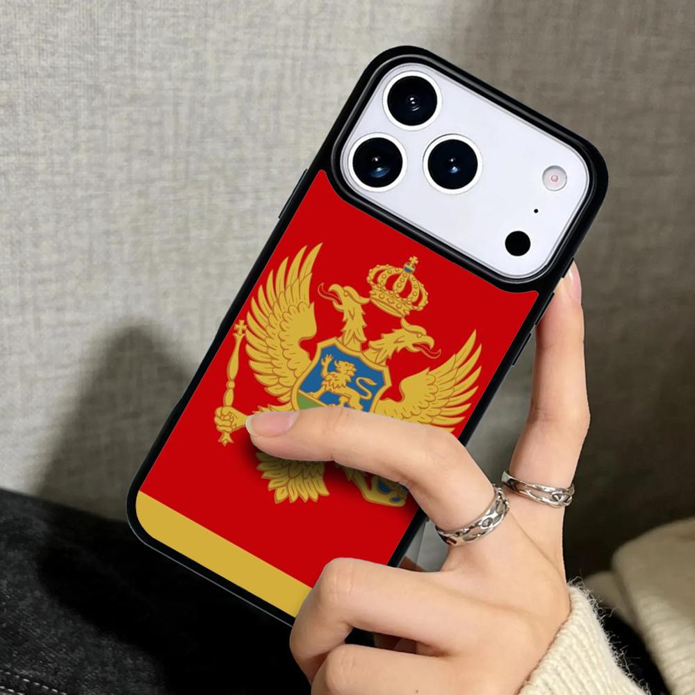 Чехол Case для iPhone 17 Air 16 Pro Max 15 Plus 11 13 Mini 14 12 Задняя крышка телефона Флаг Черногории мягкий