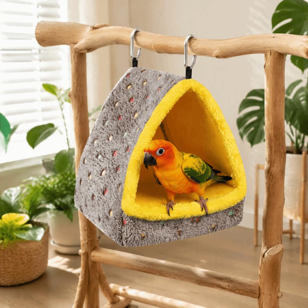 Plush Material Bird Hammock House Support Board Plush Bird Bedding Bird Roost House  For Parrot
