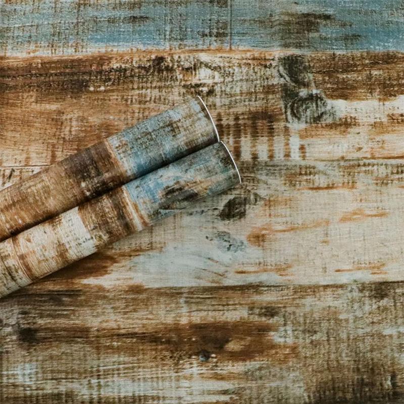 Обои из переработанной древесины, самоклеящиеся, под доску, разноцветные, винтажные, под амбарную доску - самоклеящийся фартук, виниловый рулон, контактная бумага