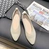 Весенне-летние сетчатые тканые дышащие модные туфли с плоским острым носком, женская тканая обувь с мягкой подошвой и неглубоким носком