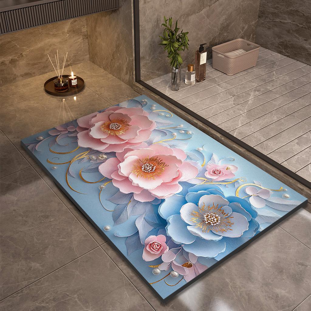 Коврик для ванной комнаты с цветком, нескользящие коврики для ног, впитывающие, быстросохнущие, коврики для душа, коврики для туалета, коврики для двери, моющиеся