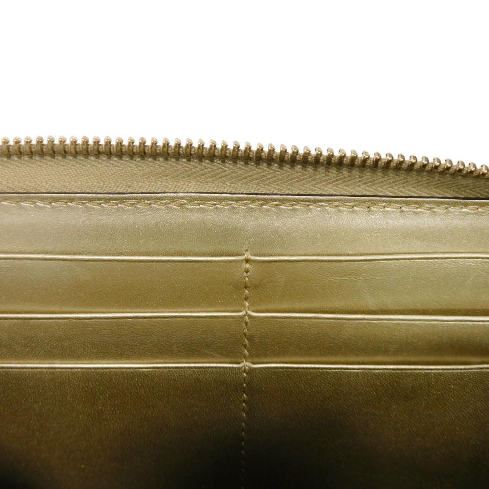 Used Guccissima Ribbon Zip-Around Wallet (9539) 388680 7940 Zip Around Micro GG Ribbon Champagne Gold Women's from