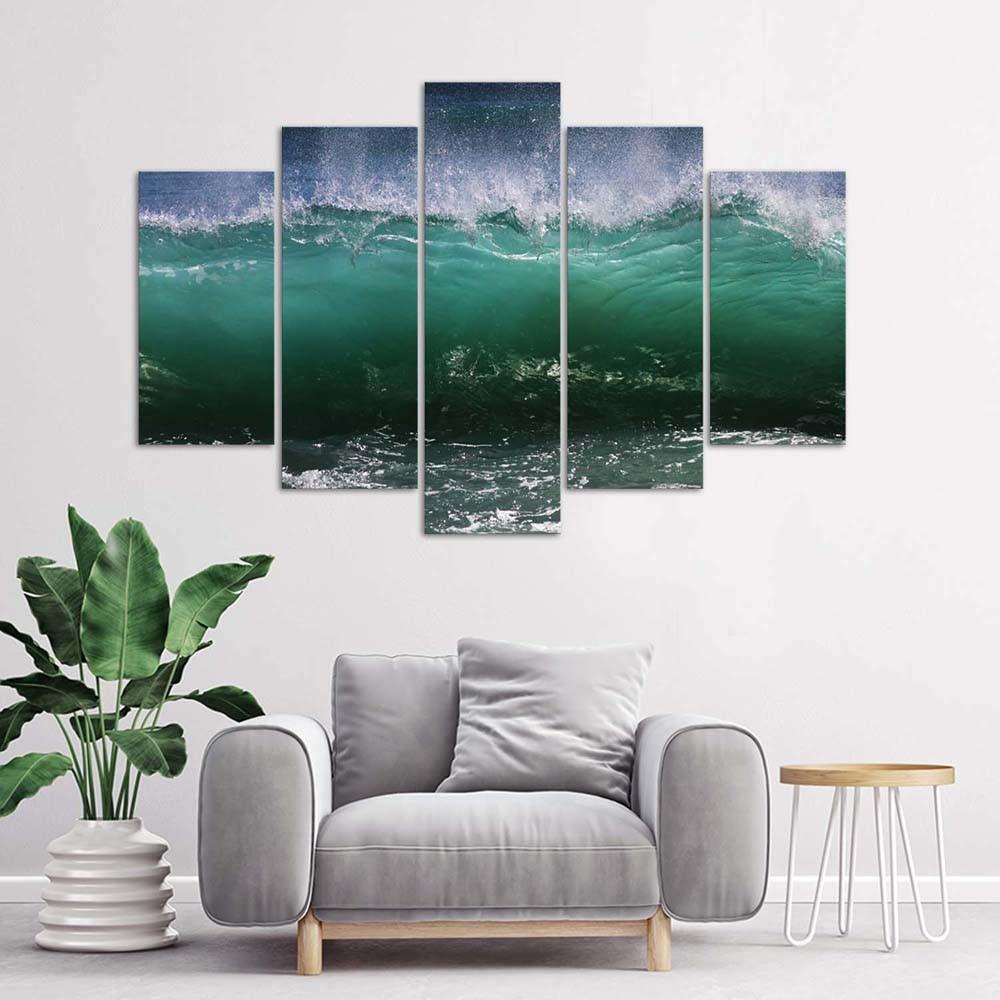 Five piece picture canvas print 5-PART Raging Waves Sea