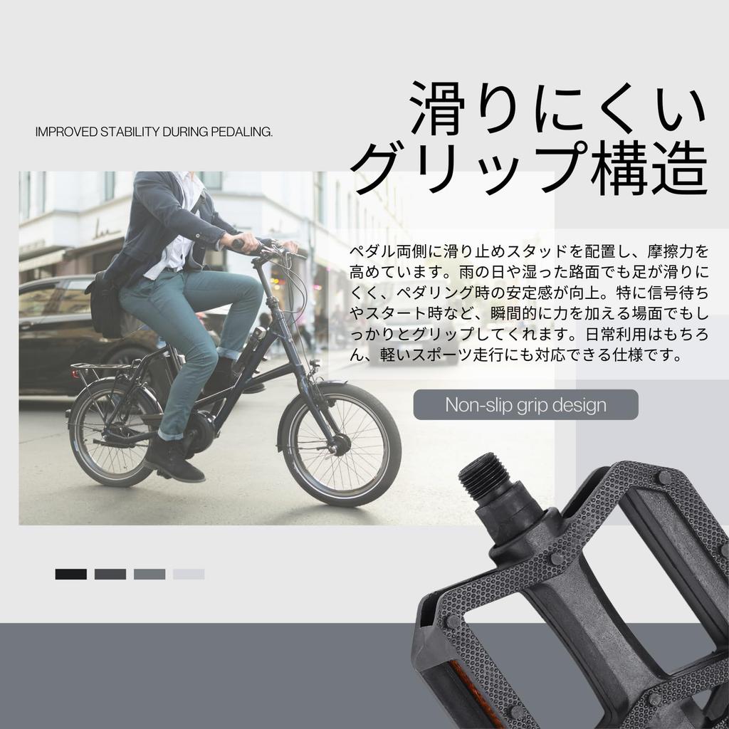 Neutral Zenith Bicycle Reflective Large Set of 1 and for and Cross Bikes Pedals, Lightweight, Flat, Resin, Area, Black, (Left Right) BMX, MTB,