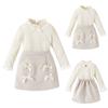 Зимний комплект из двух предметов для девочек с кружевным воротником и рукавами, с бантом и короткой юбкой