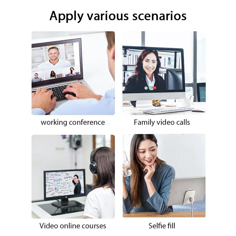 Портативный перезаряжаемый селфи-заполняющий свет, накладная светодиодная кольцевая лампа с 3 цветовыми режимами для телефона, ноутбука, планшета, видеозвонков, видеоблогов, фотографии