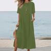 Women's Casual Dress Loose Fitting Dress Solid Color Dress Short Sleeved Long Dress